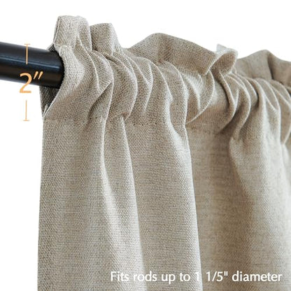 jinchan Linen Kitchen Curtains 24 Inch Length Window Treatment Farmhouse Rustic Cafe Curtains for Living Room Bedroom Rod Pocket Room Darkening 2 Panels Greyish Beige - color: Greyish Beige, size: 25"W x 24"L (Pack of 2)