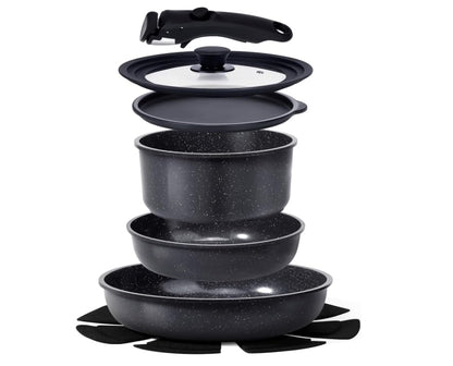 GiPP Ceramic Pots and Pans Set Non Stick, Nonstick Detachable Handle Cookware Sets, Healthy Non Toxic PFAS PFOA & PTFE Free, Dishwasher ＆Oven Safe, Induction Kitchen Pot and Pan, 8 Piece Grey - color: Dark Gray, size: 0802