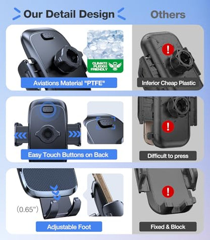 TORRAS【96+LBS Strongest Suction Ultra-Durable Cell Car Phone Holder Mount | Patent & Safety Certs, Fits Large Phones & Thick Cases, Extra Sticky Grip, Airbag Clamp, Temp-Resistant, All Road Conditions - color: Navy Blue