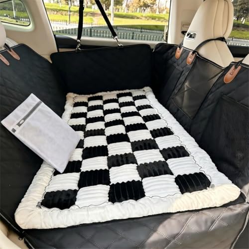 RYNVALE 59" x 27.6" Thickened Dog Bed Mat for Car Back Seat, Non-Slip Pet Car Blanket with Laundry Bag, Washable Backseat Pet Bed Mat for Backseat Extenders and Seat Covers, Black & White XL - color: Black&White, size: XL