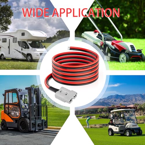 ELFCULB 10AWG 20FT Anderson Connector 50 Amp Cable,Anderson SB50 Plug Battery Quick Connector Cable for Solar and Wind Energy Systems Battery Connections Forklifts - size: 20FT