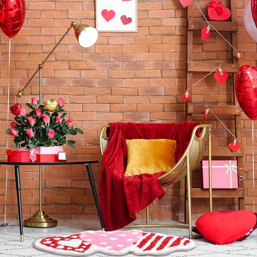 Drydiet Valentine's Day Bathroom Rug Love Heart Shape Door Mat Cute Valentines Shower Mat Valentine Day Decoration Non Slip Washable Bath Rug for Valentines - style: Valentine's Heart