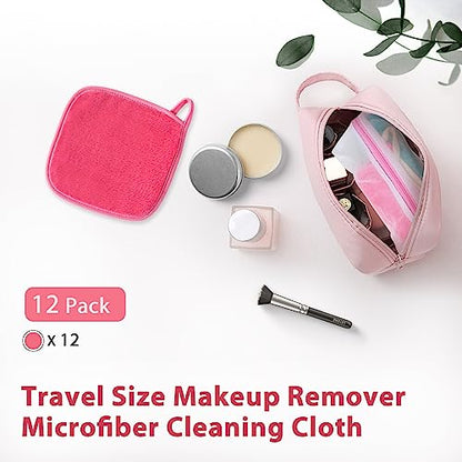 NATWAG | Reusable Update Makeup Removing Microfiber Cloth for Sensitive Skin | Washable Makeup Remover Towels | Natural Facial Cleansing Towels (6”x 6”, 12 Pack/Pink) - color: Pink