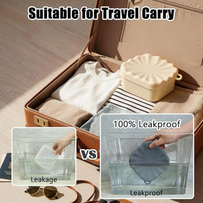 Square Travel Soap Case, Bar Soap Holder for Dr Squatch, Silicone Soap Case with Soap Saver, Portable Shampoo Bar Soap Box for Shower, Travel, Camp (Cream Yellow) - color: Cream Yellow