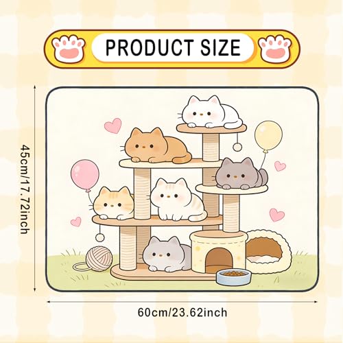 Nuxovilar Pet Food Mat Dog Supplies Whimsical Cat-Themed Polyester (23.62×17.71 inches) Bowl Water Spill Pad Feeding Gear for Home, Pet Tree Area, Feeding Spot - color: Mi07693
