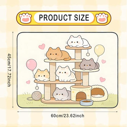 Nuxovilar Pet Food Mat Dog Supplies Whimsical Cat-Themed Polyester (23.62×17.71 inches) Bowl Water Spill Pad Feeding Gear for Home, Pet Tree Area, Feeding Spot - color: Mi07693