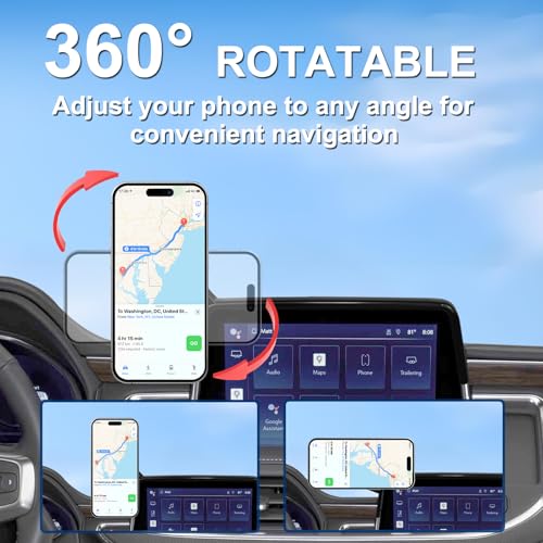 Car Phone Holder for 2021-2024 Chevy Suburban Tahoe/GMC Yukon Accessories 10.2-inch Screen Fixed Clip, Magnet Cell Phone Mount Compatible with MagSafe 360° Rotation Phone Automobile Cradles - size: 21-24 Chevy Suburban / GMC Yukon