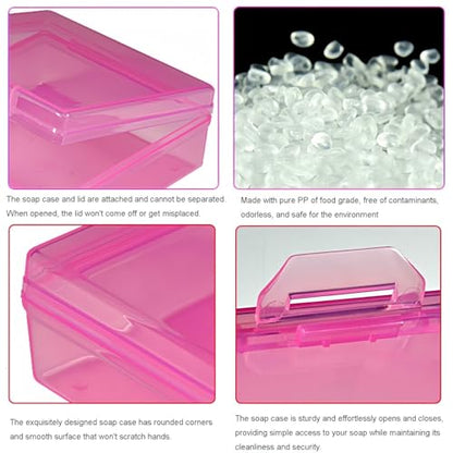 Soap Container, Shower Square Bar Holder Fit Handmade Soap, Travel Soap Case (Pink) - color: Pink