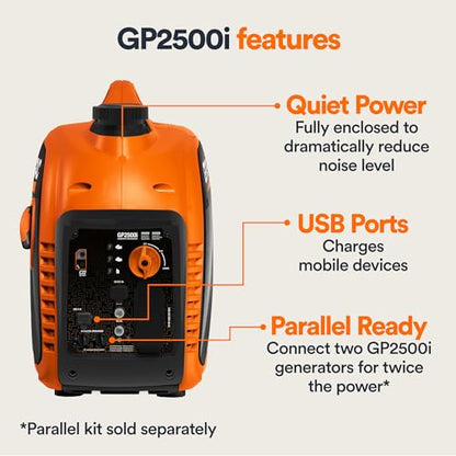 Generac 2,500-Watt Gas Powered Portable Inverter Generator - Lightweight and Compact Design - Produces Clean, Stable Power - Quiet Operation - Great for Home Backup, Camping, and RV Use - style: 2500-Watt Inverter - COsense - 49 ST