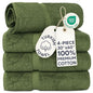 Chakir Turkish Linens 4 Piece Extra Large Bath Towels, 100% Cotton Luxury Turkish Towels for Bathroom, Soft Absorbent Bath Towels, 30 x 60 Inches, Moss - color: Moss