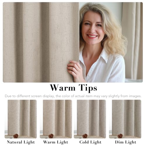H.VERSAILTEX Linen Look 100% Blackout Curtains for Bedroom Full Light Blocking Rod Pocket Linen Textured Thick Window Curtain Drapes with White Backing 2 Panels, 42" W x 45" L, Cobblestone - color: Cobblestone, size: 42"W x 45"L (Pack of 2)