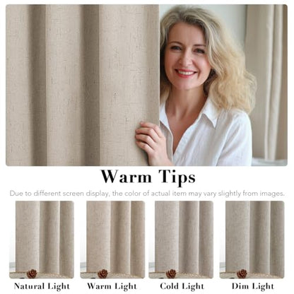 H.VERSAILTEX Linen Look 100% Blackout Curtains for Bedroom Full Light Blocking Rod Pocket Linen Textured Thick Window Curtain Drapes with White Backing 2 Panels, 42" W x 45" L, Cobblestone - color: Cobblestone, size: 42"W x 45"L (Pack of 2)