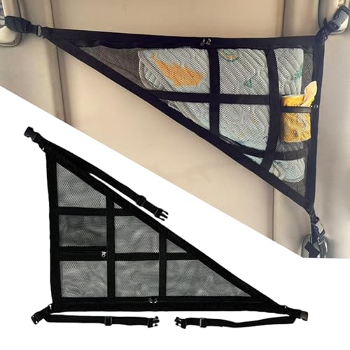 Car Ceiling Cargo Net, 28.74"×20.87" Double-Layer Mesh Car Roof Storage Organizer, Auto Interior Roof Cargo Net for SUV Truck Van, Camping Accessories, Road Trip Essentials (Black) - color: Black