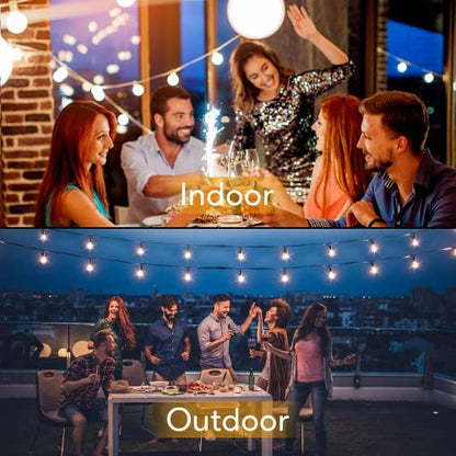 50FT Outdoor String Lights Waterproof, Bright 2700K LED Patio Lights String with 27 G40 Shatterproof Globe Bulbs, Connectable Edison String Lights for Outside, Garden, Balcony, Porch - size: 50 FT