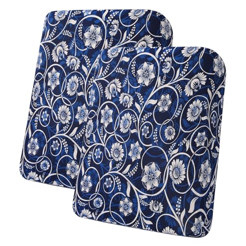 hyha Printed Couch Cushion Covers, Floral Sofa Covers Washable for 2 Cushion Couch, Stretch Pattern Outdoor Cushion Covers for Patio Furniture with Elastic Bottom(2 Packs, Baroque) - color: Navy & White, size: Seat Cover 2 Pack