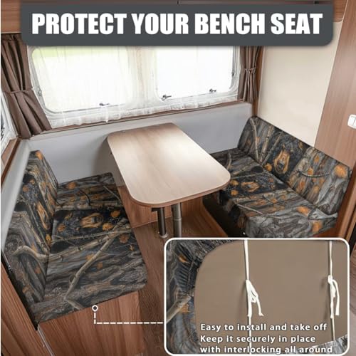 Bear Branch Pattern 3 Pcs RV Dinette Cushion Covers Breathable RV Couch Cover Elastic Loveseat Sofa Chair Cover Pillow Case Furniture Protector for RV Camper Car Bench - color: Bear Branch