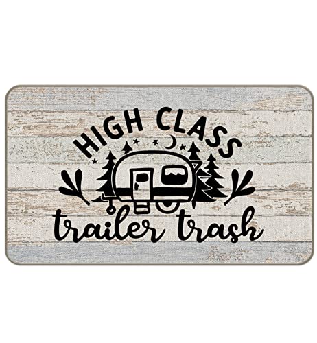 High Class Trailer Trash Funny Camper Entrance Door Mat 17x30 Inch Doormats Decor, Home Rv Trailer Front Door Porch Outdoor Indoor Decorations