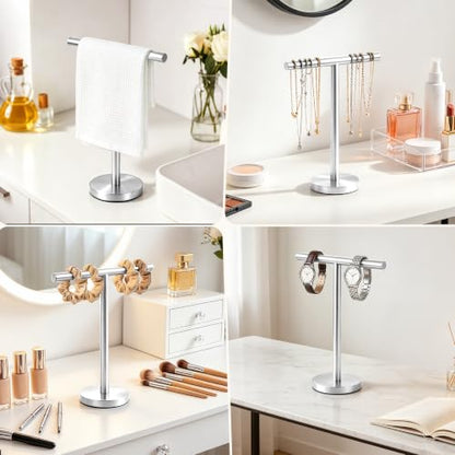 T-Shape Bath Hand Towel Holder Stand, Stainless Steel Free Standing Hand Towel Rack, for Bathroom Kitchen & Countertop, Silver, 2 Pack - color: Silver-2 Pack