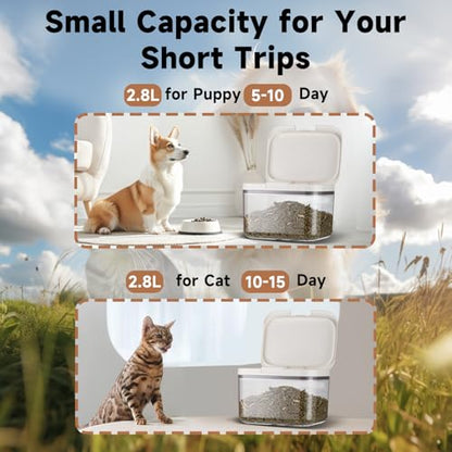 LivLab Mker Pet Food Storage Container 5 lbs Airtight Dog/Cat Food Container with Measuring Cup, BPA Free, Rice & Flour Storage Container for Dog Treats and Cat Food (3 lbs), White - color: (D980)-2.8L