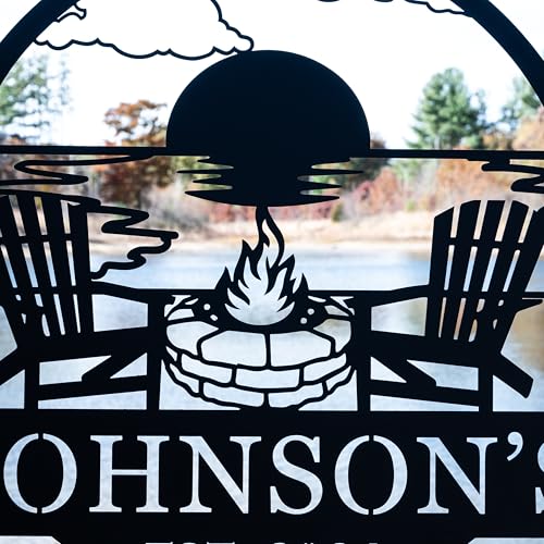Custom Metal Beach Campfire Name Sign | Cabin Lake House Decor, Campsite Sign