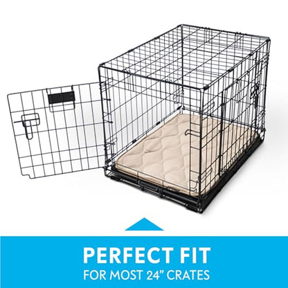 Paw Inspired Washable Padded Crate Mats for Dogs | 23” x 17” Pad, Fits 24-inch Kennels | Leakproof, Waterproof Bottom, Plush Pet Beds (Tan) - color: Tan, size: 24 Inch