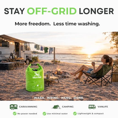 All in One Hand Wash Bag and Plunger Set - Off Grid Washing Machine Non Electric for Camping Travel | Eco Friendly Portable Manual Clothes Washer Laundry Bag for RV's (Medium) - size: Medium