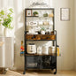 Rolling Coffee Bar Cart for Small Spaces, Coffee Station Cabinet with Storage, Apartment Coffee Nook, Side Syrup Rack, Tea Pod Drawer, Magnetic Doors, Lockable Wheels, Rustic Brown - color: Black & Brown