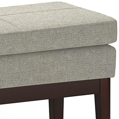 SIMPLIHOME Carlson Small Ottoman Bench - 27 inch Wide Upholstered Woven Fabric Rectangle Ottoman in Greige, Mid Century Modern Bench for Bedroom, Entryway or Living Room with Padded Seat - color: Greige, style: Small Ottoman Bench