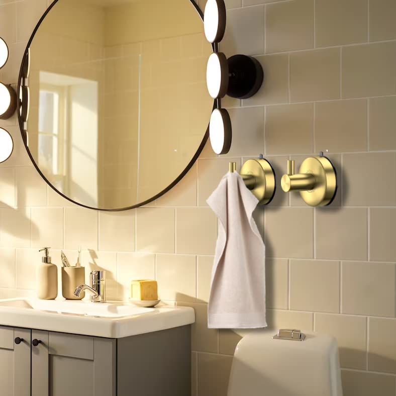 DGYB Suction Cup Hooks for Shower 2 Packs Black Towel Hooks for Bathrooms Wall Robe Loofah Hook for Hanging (New-Gold 2Pcs) - color: New-Gold 2Pcs