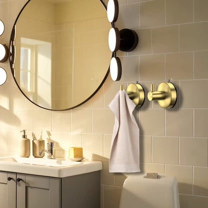 DGYB Suction Cup Hooks for Shower 2 Packs Black Towel Hooks for Bathrooms Wall Robe Loofah Hook for Hanging (New-Gold 2Pcs) - color: New-Gold 2Pcs