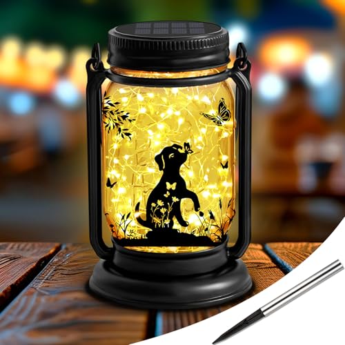 Dog Hanging Mason Jar Solar Lights, Labrador Retriever Solar Lanterns 3-in-1 Outdoor Waterproof, Birthday Gifts for Women Mom Mother's Day Dog Lover, Garden Decor for Patio Yard Balcony Decoration - style: Dog