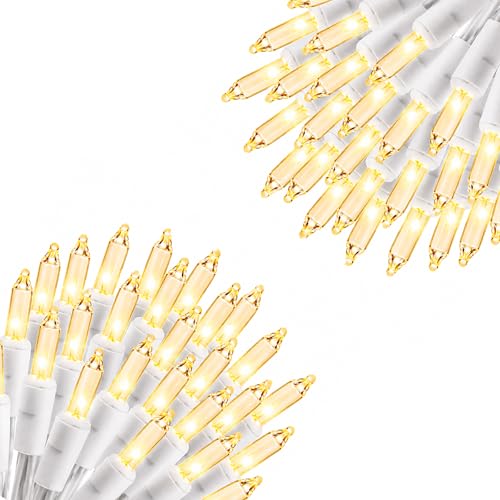 Vigdur 2 Pack 21ft White String Lights with 100 Bulbs on White Wire Cord, UL Approved for Indoor/Outdoors Use, Connectable 120V Clear Outdoor Lights for Xmas Patio Home Party Garden Decor (2 Packs) - color: White-100-2