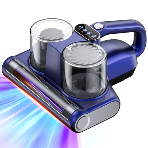 Mattress Vacuum Bed Vacuum Cleaner 16Kpa Suction 253.7nm UV-C Light, 140°F Heated Air, 30000 RPM Brushroll, Ultrasonic, HEPA Filter, Handheld Vacuums for Carpet/Sofa, 500W Corded, (Light Blue) - color: Light Blue