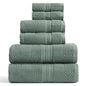 Springtree Home 100% Cotton Bathroom Towel Set | 6 Piece Set - Green Bath Towels | Geometric Textured Design | Absorbent & Quick-Dry | Oeko-TEX® Standard 100 Cotton | Myla Collection - Lily Pad Green - color: Lily Pad Green, size: 6 Piece Set