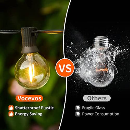 Outdoor String Lights 200FT 2-Pack LED Outside Waterproof Patio Lights Backyard Heavy-Duty Shatterproof Plastic G40 Bulbs 0.6W Efficient Connectable Globe Light Decor Yard Café Exterior - size: 200FT