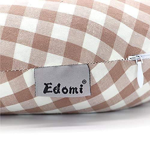 Buckwheat Neck Pillow, Comfortable U Shaped Travel Pillow Portable Pillow for Sleeping Recliner Chair Washable Pillowcase Buckwheat Hulls Filling (12x12 inch, Khaki) - color: Lattice-khaki