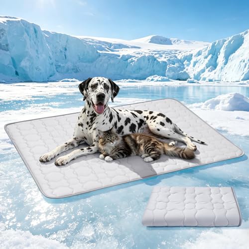 Mora Pets Dog Cooling Mat Pet Cooling Pad for Jumbo Dogs Q-Max>0.5, Breathable Washable Self Cool Dog Mat for Indoor Floors, Crate, Sofa & Outdoor Use, Non Gel Summer Ice Silk Cold Pad XXL 58x39 - color: Grey, size: 58" x 39" (XX-Large)