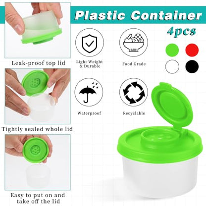 JJUNW 4 Pcs Salt and Pepper Shakers Set Mini, Seasoning Shaker Travel Containers, Moisture Proof Camping Small Salt Travel Salt Shaker for Travel Camping Picnic Lunch Dining Kitchen