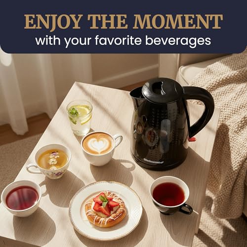 Elite Gourmet EKT5051 1.7L Electric Water Kettle, BPA-Free, Fast Boil, Auto Shut-Off, Boil-dry Protection, 360° Swivel Base with Cordless Serving, Clear-view Window with Water Level Markings, Black - color: Black