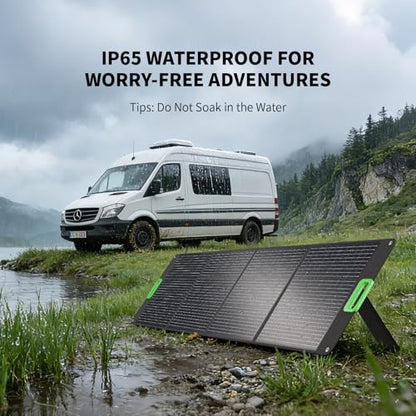 200W Portable Solar Panel Charger with 4 Kickstands, IP65 Waterproof | Foldable Solar Charger Kit with DC XT60 & Anderson Outputs for Power Stations, Outdoor RV Camping, and Emergency Blackout - color: Green