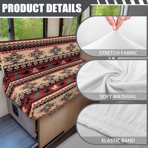 South Western RV Dinette Cushion Covers Booth Set Aztec Ethnic Tribal Horse RV Seat Covers Couch Cover 2 Cushion Sofa Camper Cushion Covers Washable Slipcovers Replacement - color: Aztec Ethnic Tribal Horse