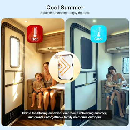 RV Door Window Shade Cover 16"x25" - Foldable UV Blocking & Privacy Blackout Shield with Hook-Loop Fastener, Waterproof Camper Trailer Motorhome Accessories - size: 16"x25"