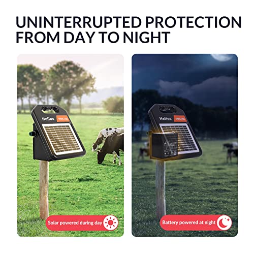 Andmon MINI250 Solar Electric Fence Charger with Day or Night Mode, 0.25Joule Portable Solar Fence Charger - size: MINI250-Rear switch