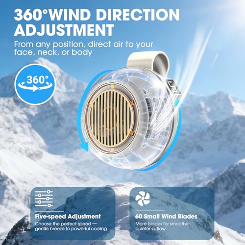 Portable Silent Mini Bladeless Fan Clip On, Mini USB Rechargeable 360° Rotatable Fan, 2026 New Adjustable 3-Speed Suspended Whirlwind Cooler Fans for Outdoor & Travel & Office (White) - color: White