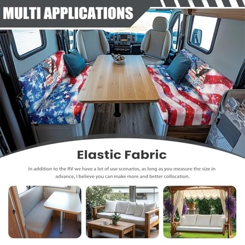 USA 250th Anniversary RV Dinette Cushions Covers for Travel, American Flag RV Dinette Booth Set Stretch Sofa Seat Slipcovers - color: 250th Anniversary American Flag