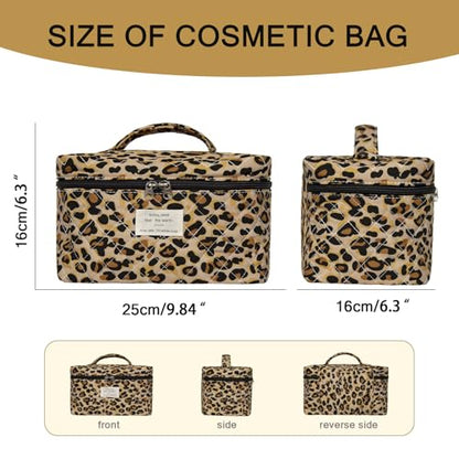 Gosect 1pc Large Makeup Bag, Cute Cosmetic Bag for Women Girls, Floral Coquette Aesthetic Toiletry Bag, Travel Make Up Organizer Bag (Leopard Print) - color: 022Leopard Print