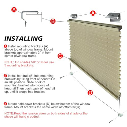 Asooll RV Shades, 26" W x 24" L, UV Blocking, Cappuccino, Polyester Blend, Manual Adjustment, Bedroom & Bathroom