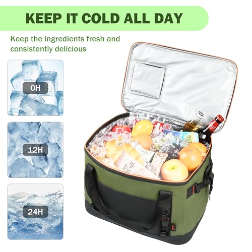 Tirrinia Large Cooler Bag Insulated, 48 Cans Leakproof Soft Camping Coolers, Portable Beach Cooler with Shoulder Strap for Picnic, Beach, Travel Road Trip