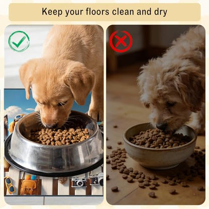 Nuxovilar Pet Food Mat Dog Supplies Fun Animal-Themed Polyester (23.62×17.71 inches) Bowl Water Spill Pad Feeding Essentials for Outdoor, Patio, Pet Station - color: LU13716