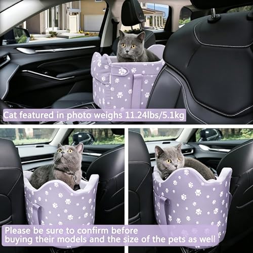 Center Console Dog Car Seat Safe Travel for Small Dogs Under 15 lbs Detachable Washable Pet Carrier with Storage Pockets & Safety Leash (Purple) - color: Purple